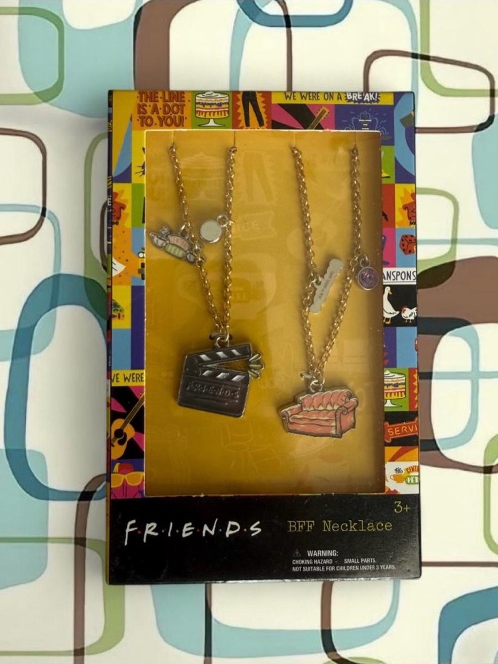 Friends TV Show BFF Necklace Set - Clapperboard & Couch Pendants LUV HER